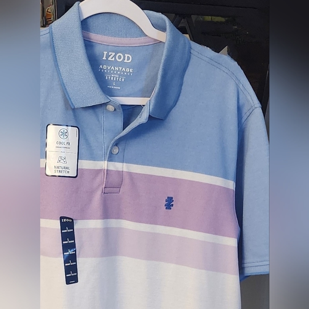 Izod Men's Advantage Performance Stretch Short Sleeve Polo Shirt Size L NWT - Picture 3 of 9